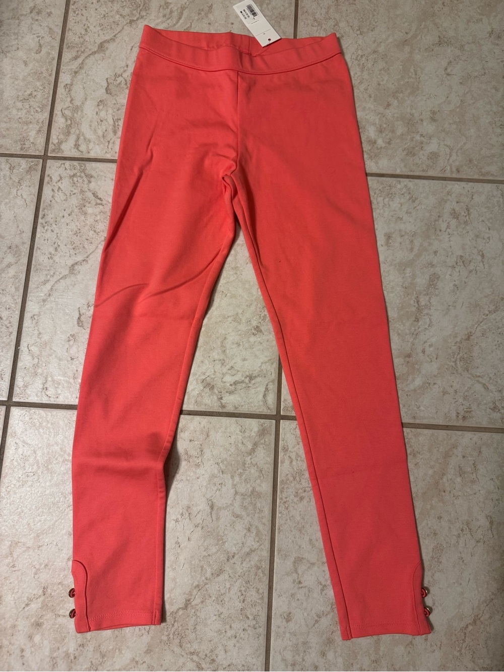 Janie and Jack 10 Kids Coral Leggings with Button Hem